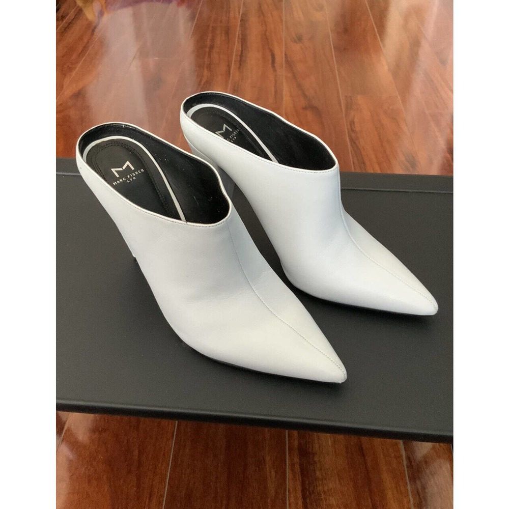 Marc Fisher Fragni Heeled Mule Ankle Size 7.5 M, Ivory White MSRP $179